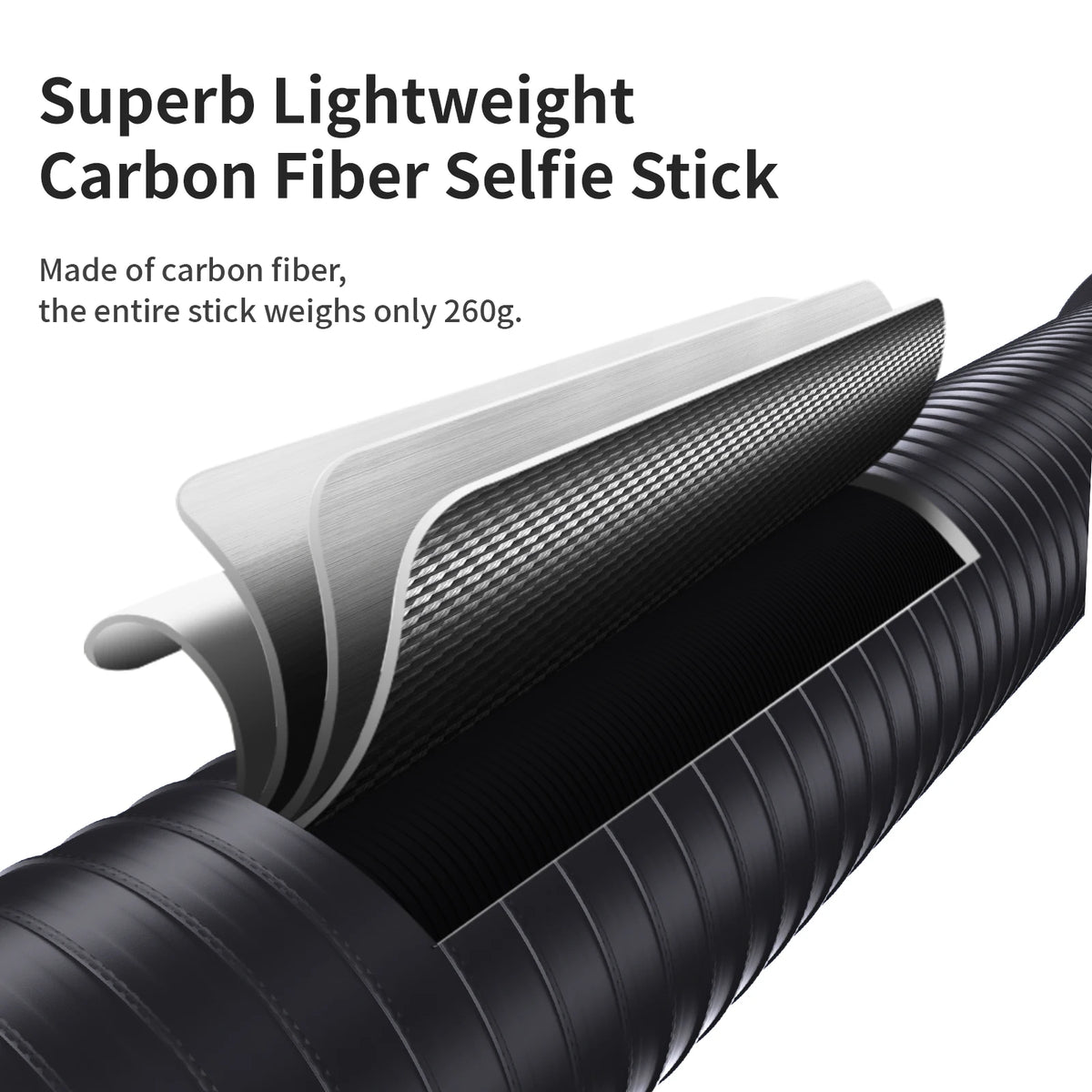 3m Invisible Selfie Stick Carbon Fiber Extended Monopod 118" for Gopro 13 Insta360  X4 X5 DJI Osmo 360/Action 5 Pro Accessories