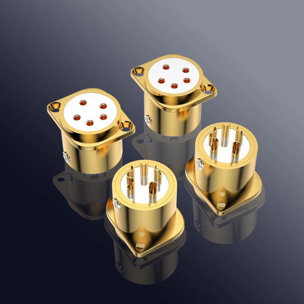 Viborg CF205G 5Pin XLR Socket 24K Gold Plated Copper Accept Stax Pro Bias Headphones Socket Stax Headphone Plug
