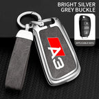 Zinc Alloy Leather Car Remote Control Key Case Cover Holder Shell For Audi A3 8P 8V 8L S3 RS3 Custom LOGO Protected Keychain Bag