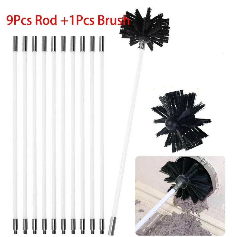 Flexible Chimney Cleaning Brush Extendable Flexible Dryer Vent Cleaner Soft Bristle Effective Air Duct Cleaning Tool