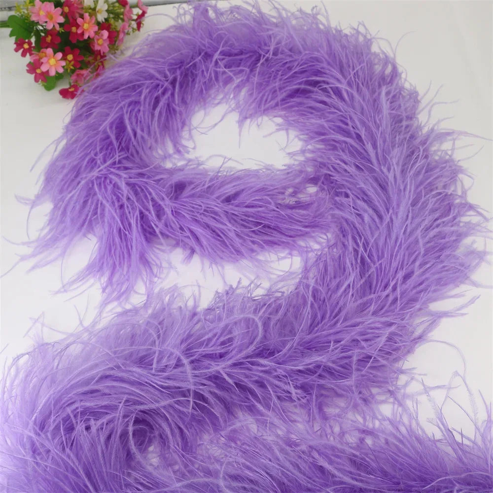 6 Layer Ostrich Feathers Boa Wedding Accessories Plumas De Faisan 2 Meters Clothing Plume Art and Craft Supplies Party Dresses