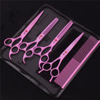 7'' Purple Dragon Pet Grooming Scissors Dog Cat Fish Bone Thinning Hairdressing Shears Curved Cutting Hemostatic Forceps Z3102