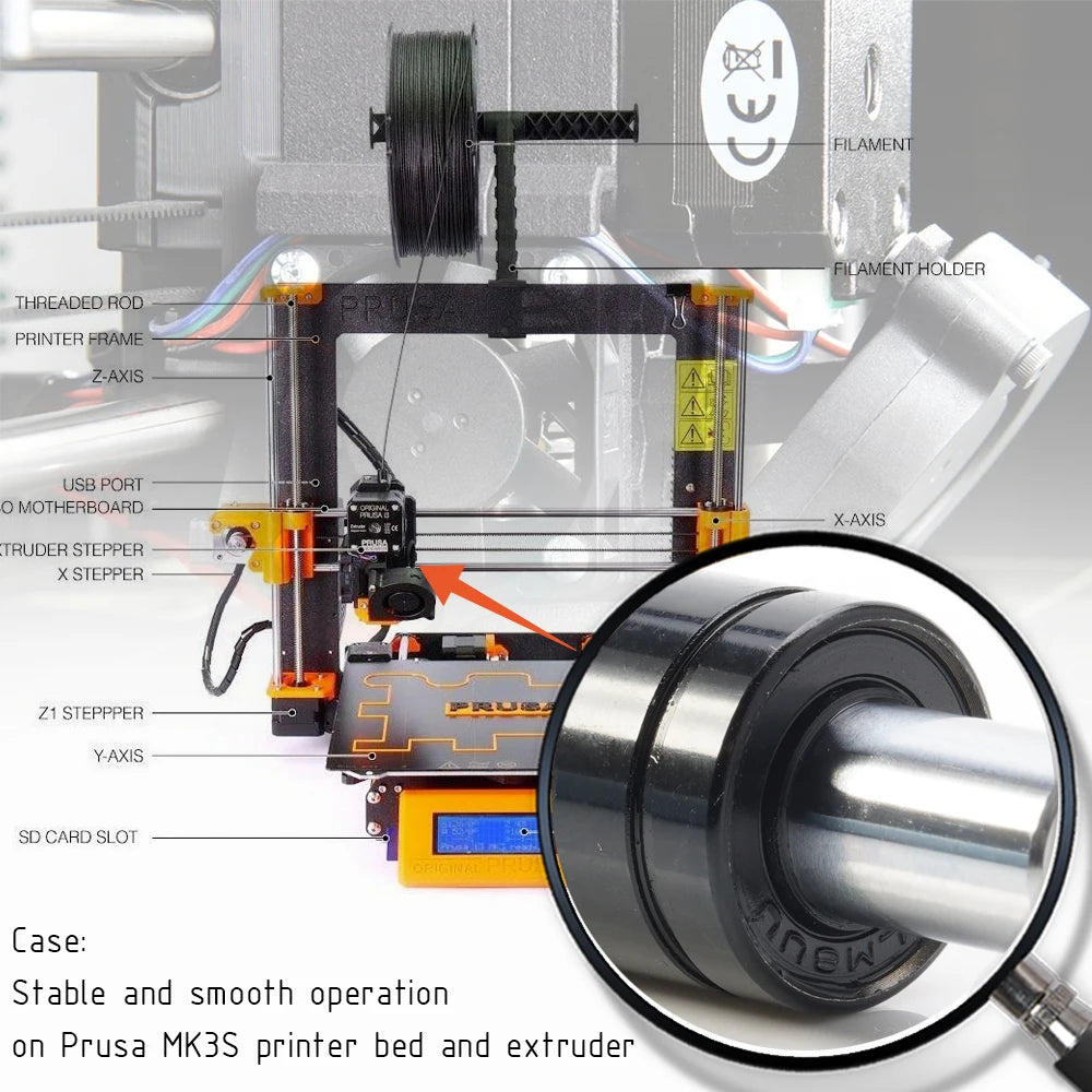 LM8uu LM8luu Linear Bearing Black Chrome Plated Rod Bushing for THE 100 3D Printer Prusa I3 Mk3S Maker TWCS Throttle Upgrade