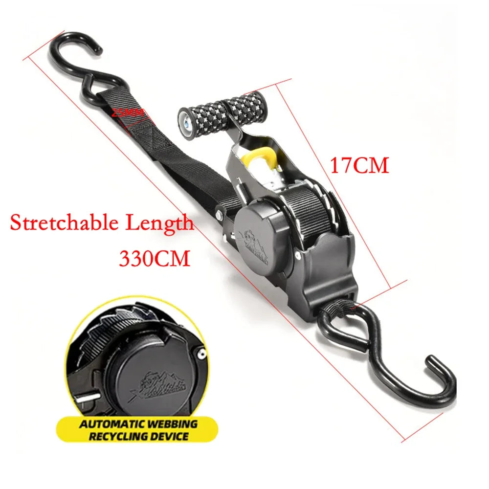 Auto Straps For Cargo Tape Retractable Belts For Motorcycles Ratchet Strap For Load Luggage Strap Ratchet Tensioner Belt For Car