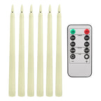 LED Flameless Taper Candles Flickering with 10-Key Remote 11" Battery Operated Ivory Candlesticks Christmas Home Wedding Decor