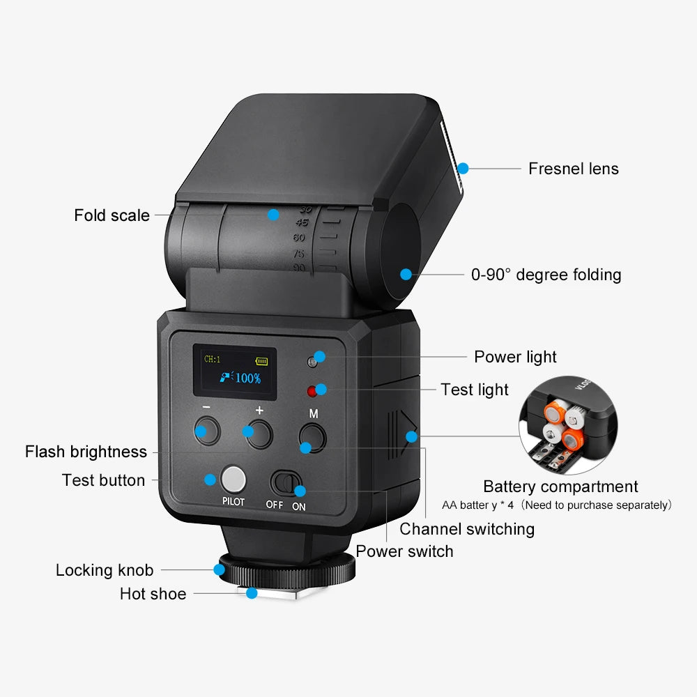 LINIM F32 Universal On-Camera Flash Electronic Speedlite GN32 Wireless Trigger for Canon Sony Nikon Olympus Pentax DSLR Cameras