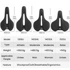 Bicycle Saddle PU Leather Soft Gel Cushion Breathable Shockproof MTB Road Bike Seat