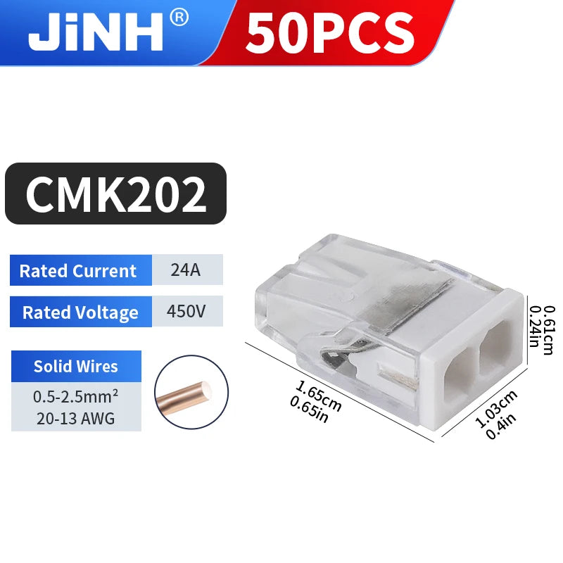 50Pcs Mini Quick Wire Connectors 2/3/4/5/6/8 Ports Terminal Block Hard Stainless Easy Electric Quick Push-In Light House Wiring
