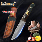 Damascus VG10 Steel Knife wood Handle Fixed blade knife Cooking Knife Meat Fruits Vegetables BBQ Cutting Kitchen Accessories