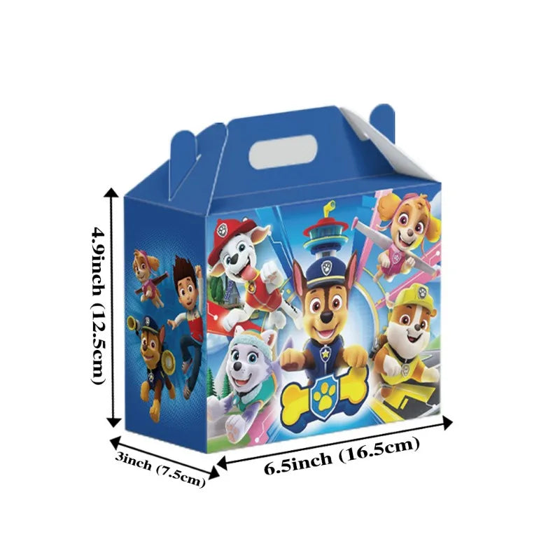 12PCS Paw Patrol Candy Box Happy Birthday Party Decoration Cute Creative Anime Kids Gifts Packaging Box Baby Shower Supplies Bag