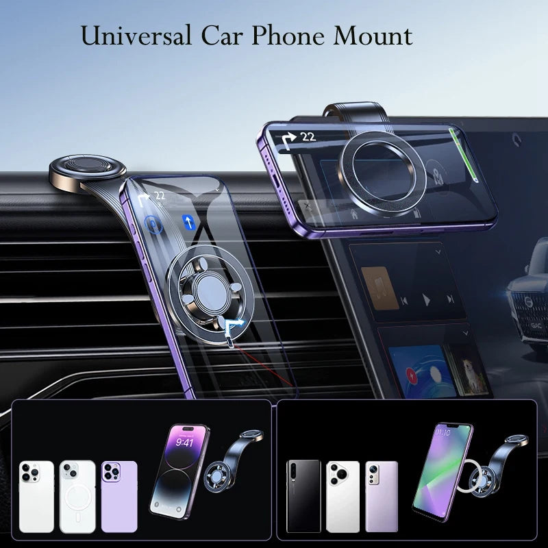 Magnetic MagSafe car phone holder dashboard mount, black universal cellphone stand