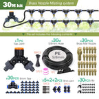 30-5M Outdoor Garden Adjustable Brass Nozzle Atomizer Kit 5/8mm Hose Nebulization Humidification Cool Watering System Lawn Spray