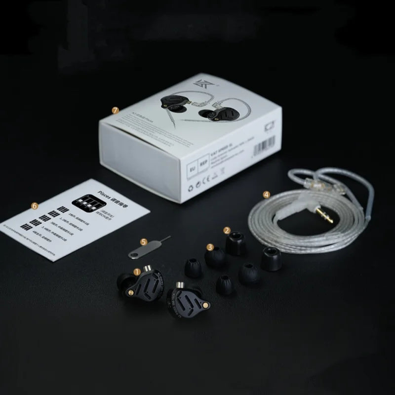 KZ Pisces Dual Dynamic Driver In-Ear Earphones with Tuning Switch, 3.5mm/USB-C, Mic Options