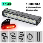17LEDS Bicycle Lights Front High Lumen Bike Light 10000mAh Power Bank Flashlight USB Charging MTB Road Cycling Lamp Accessorie