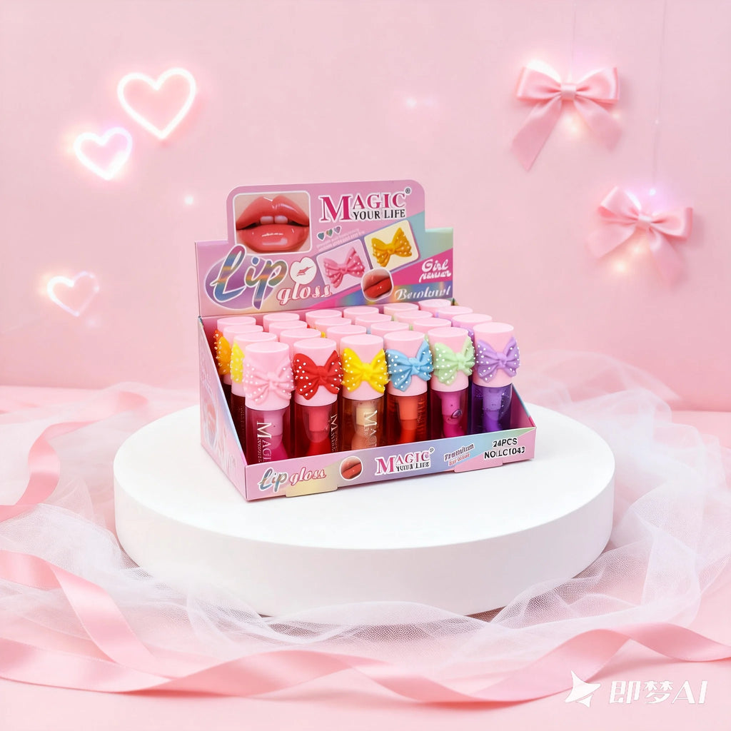 24Pcs Cute Lip Tint Lip Gloss Girls Kawaii Moisturizing Longlasting Lips Gloss Makeup Party Gifts