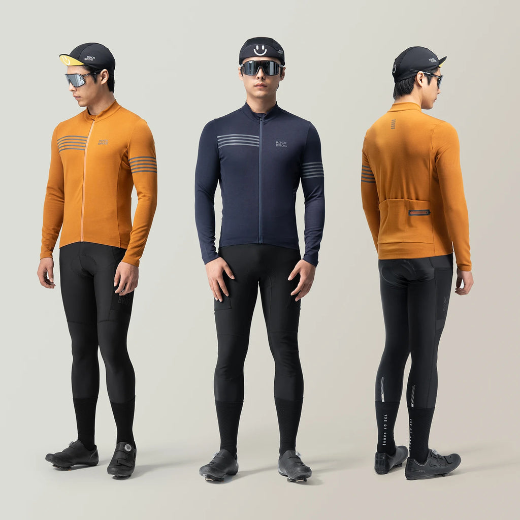 ROCKBROS Autumn Winter Cycling Jersey Lightweight High Elastic Cycling Shirt Full Zipper Long Sleeve Jersey Men Cycling Clothing