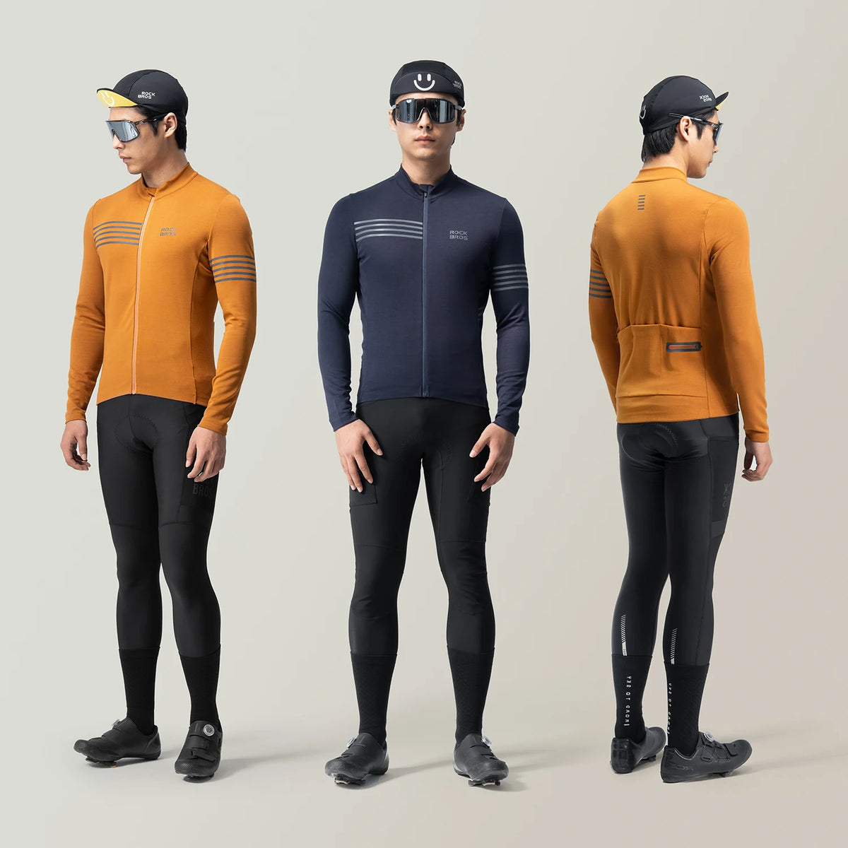 ROCKBROS Autumn Winter Cycling Jersey Lightweight High Elastic Cycling Shirt Full Zipper Long Sleeve Jersey Men Cycling Clothing