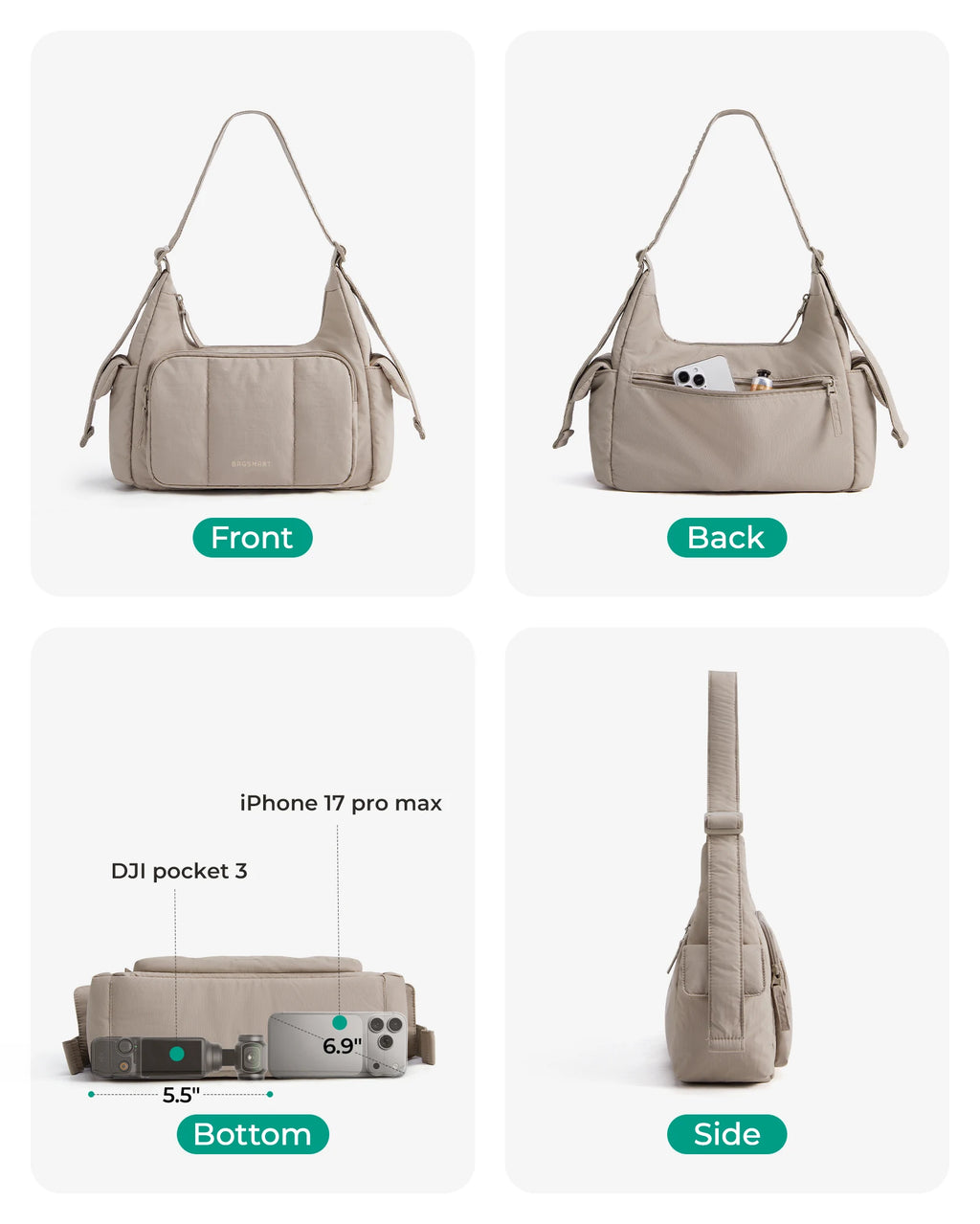 BAGSMART Nylon Material Shoulder Bag High Capacity Crossbody Messenger Bag Leisure Versatile School Shoulder Bag