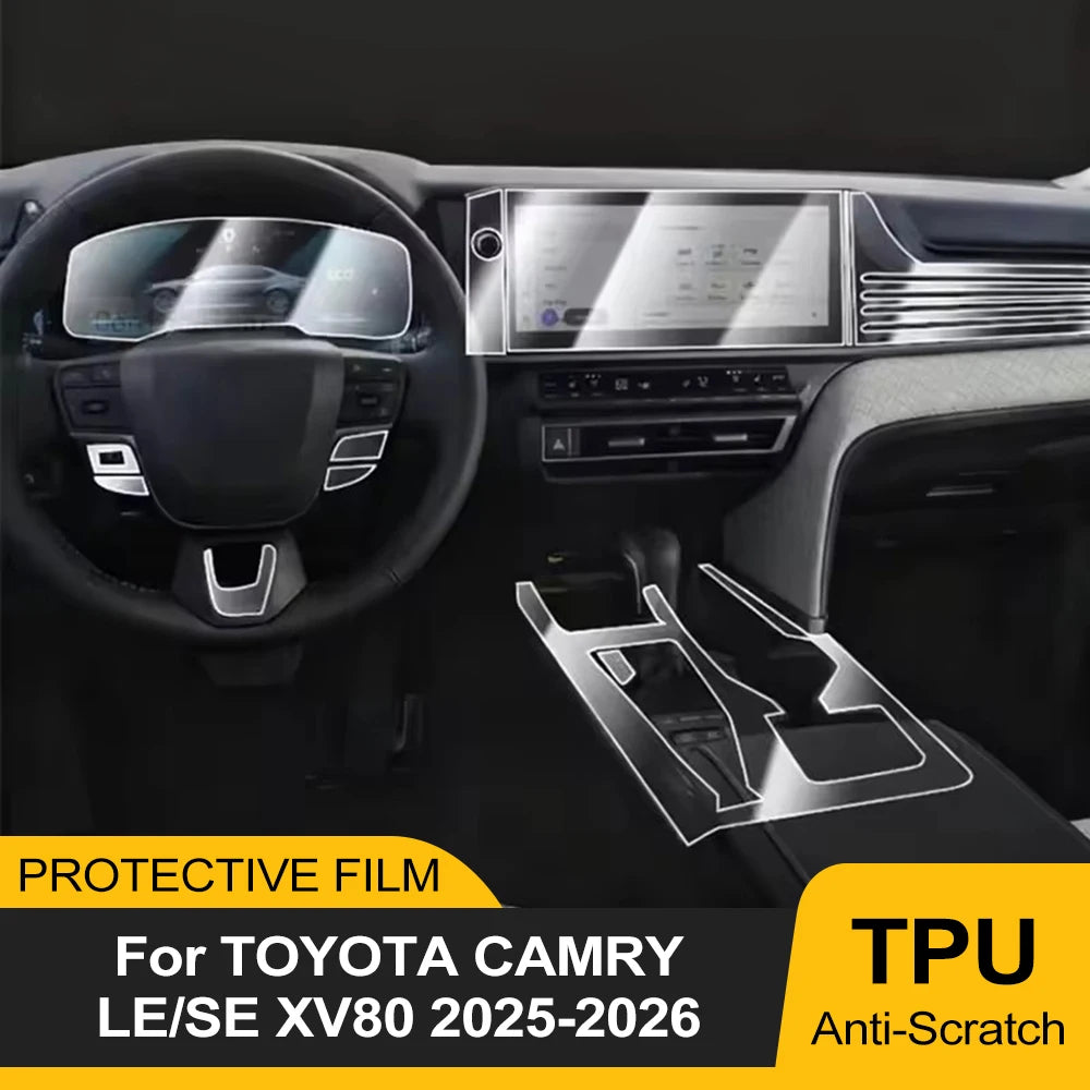 Car TPU Interior Protection Pre-cut Film For Toyota Camry XV80 2025-2026 Gear Panel Center Console Navigation Cover Accessories