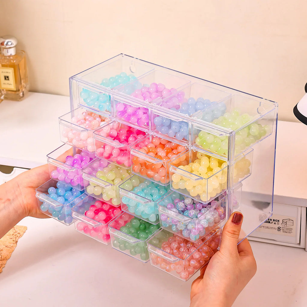 1pc acrylic 16 grid drawer style acrylic bead storage box, large capacity stackable loose bead jewelry accessory organizer