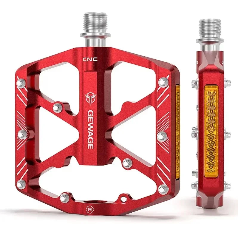 GEWAGE CNC Aluminum Alloy Bicycle Pedals Reflectors MTB Road Bike Pedals Non-Slip Cycle Pedals Platform Cycling Accessory