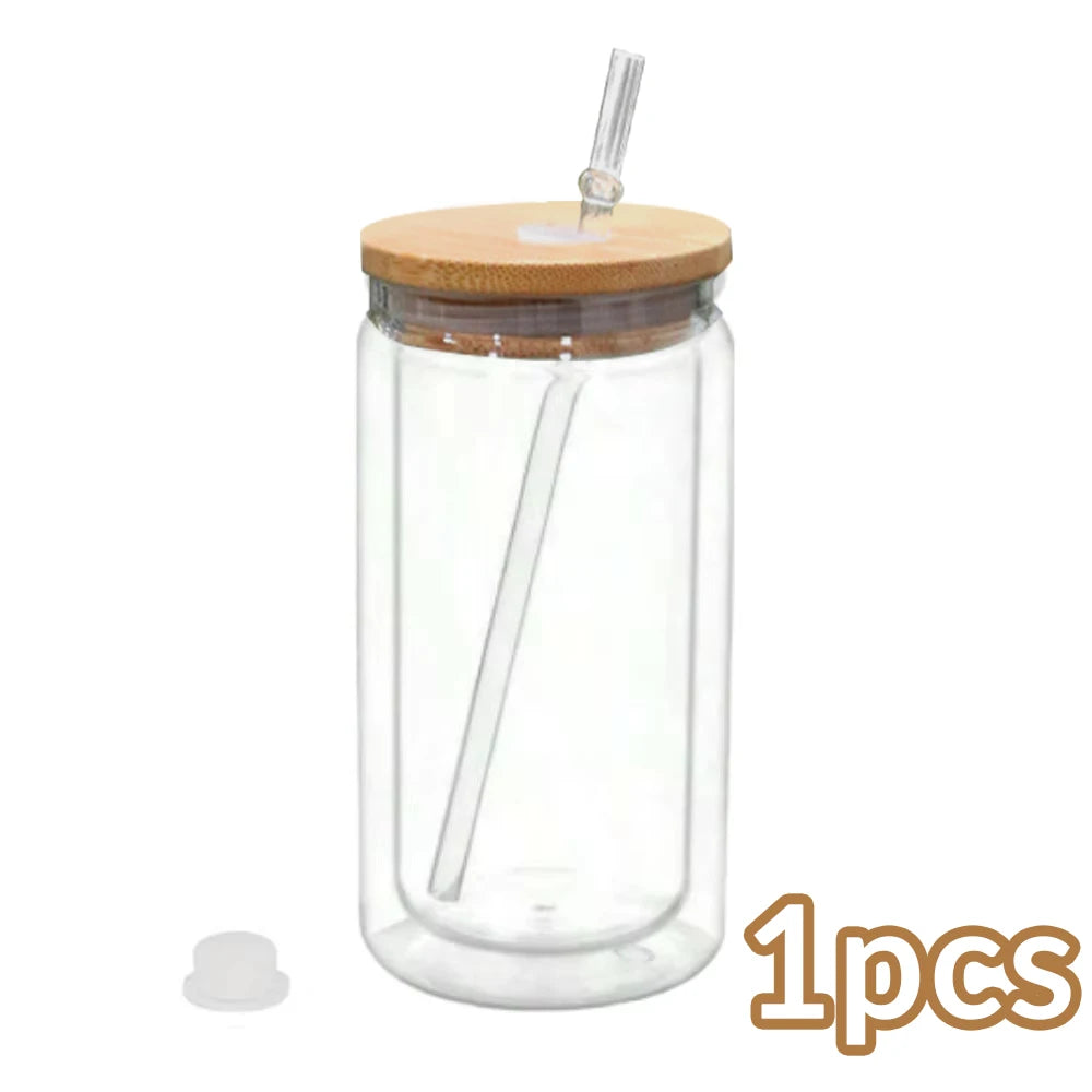 16OZ DIY Snowglobe Tumbler with Pre Drilled Hole Reusable Plastic Water Bottles Break-Resistant Mason Jar Cups for Holiday Gifts