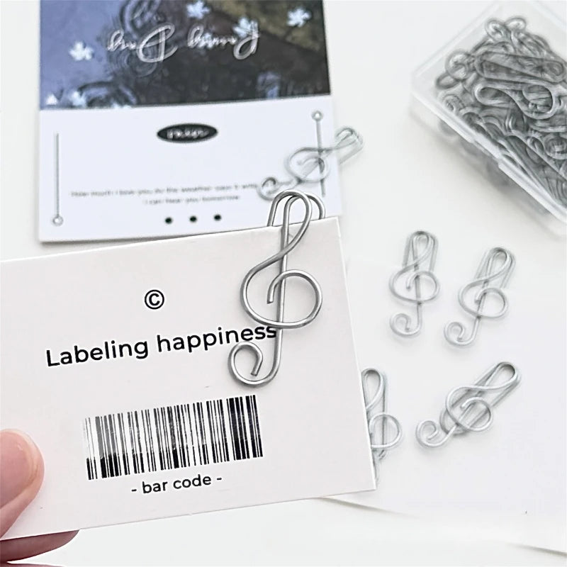 10Pcs Korean INS-style Silver Musical Note Paperclips Girls' Notebook Index Bookmark Memo Photo Decorative Clips File Binder
