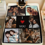 Custom Photo Blanket Personalized Valentine's Day Couple Photo Flannel Blanket Soft Warm for All Seasons Perfect for Bed Sofa