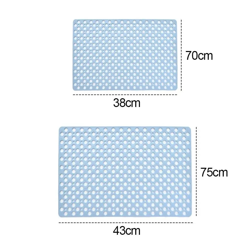 Rubber Non-Slip Bath Mat with Drain Holes, Anti-Mold Machine Washable Shower/Tub Mat