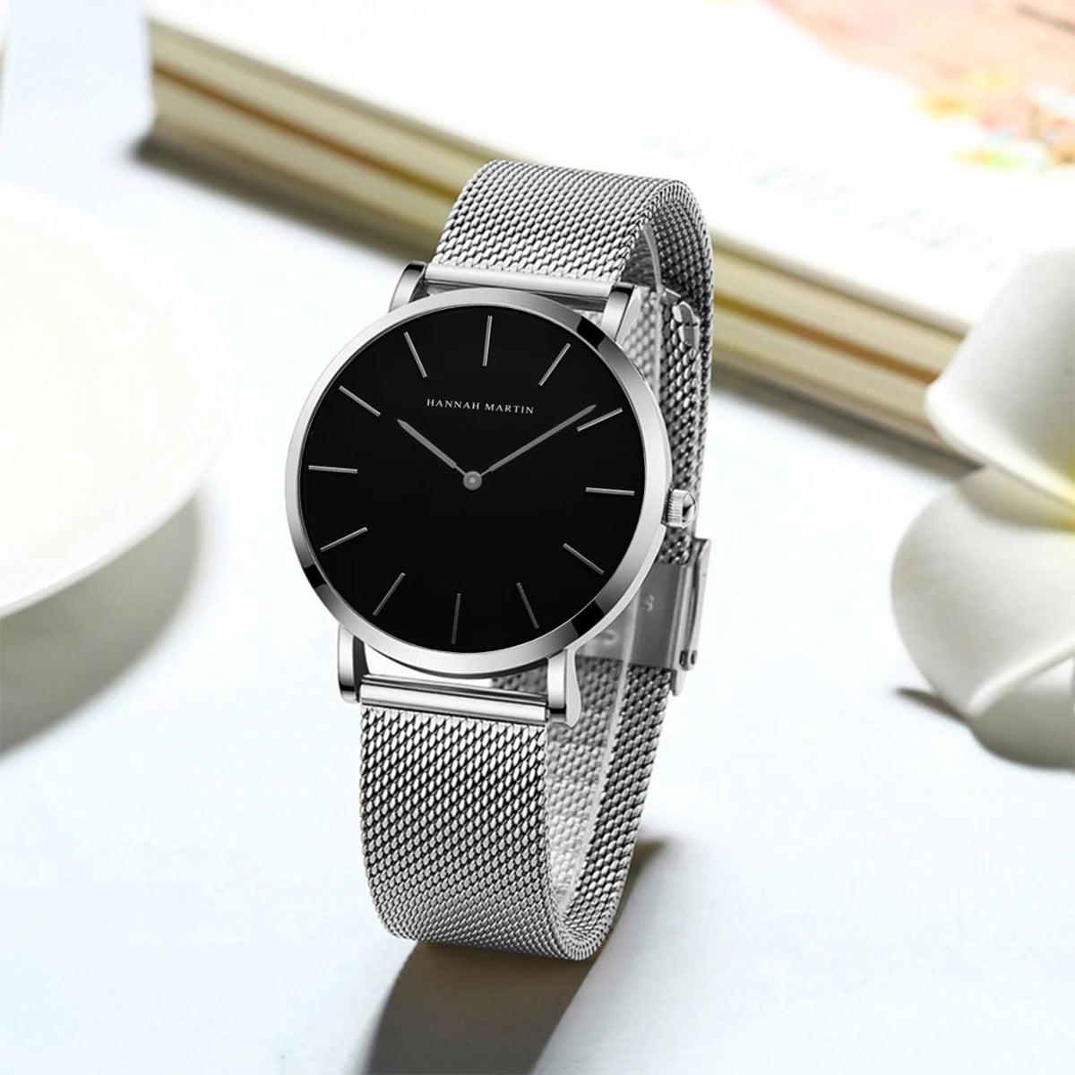 2023 New Women Bracelet Watch 1 Set Japan Quartz Movement Simple Rose Gold Stainless Steel Mesh Student Watches Relogio Feminino