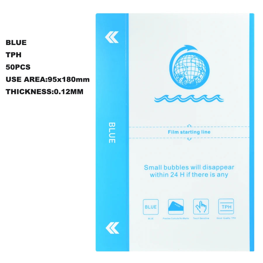 50PCS TPH HD CLEAR MATTE BLUE Flexible Hydrogel Film Mobile Phone Screen Protector For Cut Machine