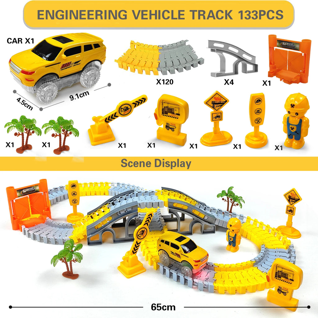 Track Car Train Toys Children Electric Track Toy Car Engineering Car Kids Educational Toys  for Children Birthday Gift