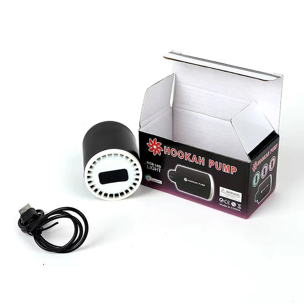 Electric Shisha Hookah Starter Pump USB Charging LED Lights Rechargeable Battery Blower Accessories Strong Air Hookah Pump Kit