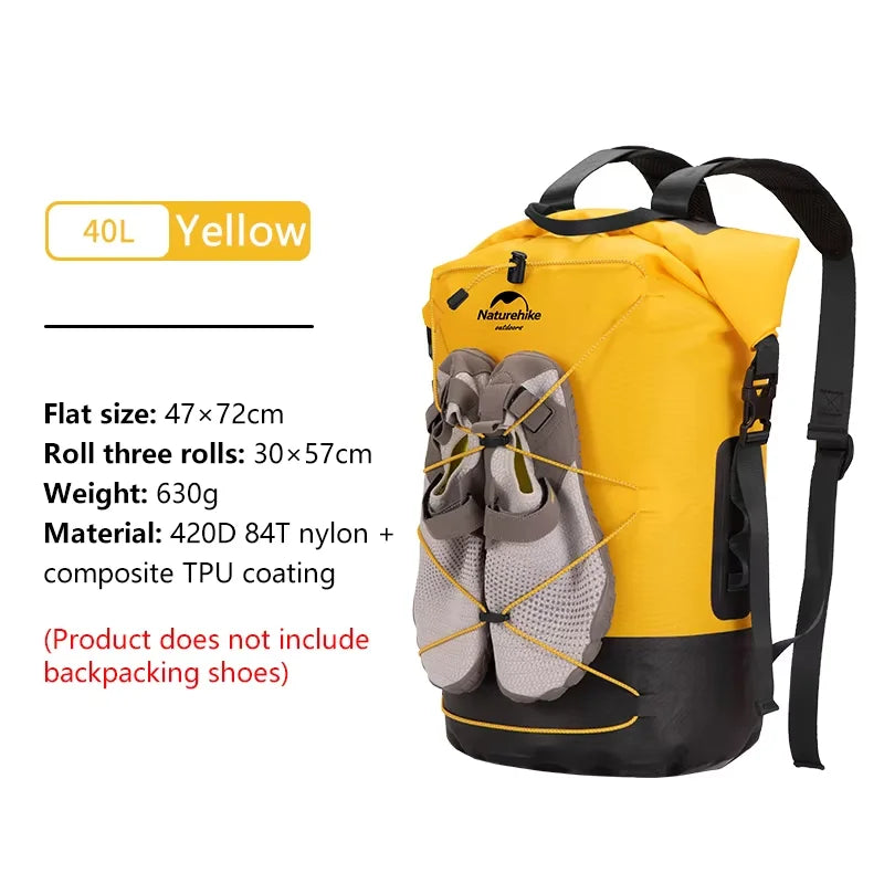 Naturehike TB03 TPU Waterproof Dry Bag Wet/Dry Separation 20L 30L 40L Khaki/Yellow