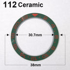 Ceramic sloped luminous watch bezel insert 38-30.7mm fits 40mm case, assorted colors