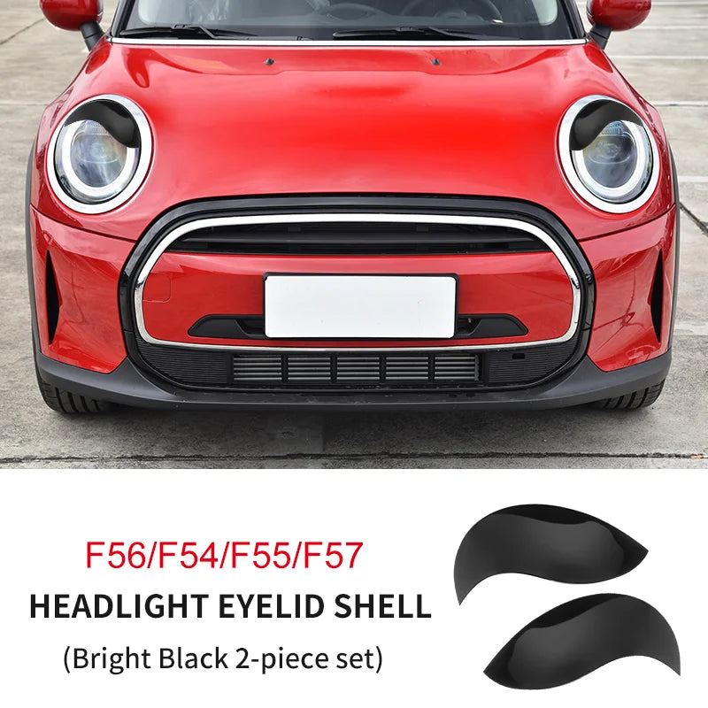 ABS Glossy And Matt Black Color Angry Eyelid For MINI Cooper F65 F66 F54 F55 F56 F57 R55 R56 R57 R58 R59 Car headlight sticker