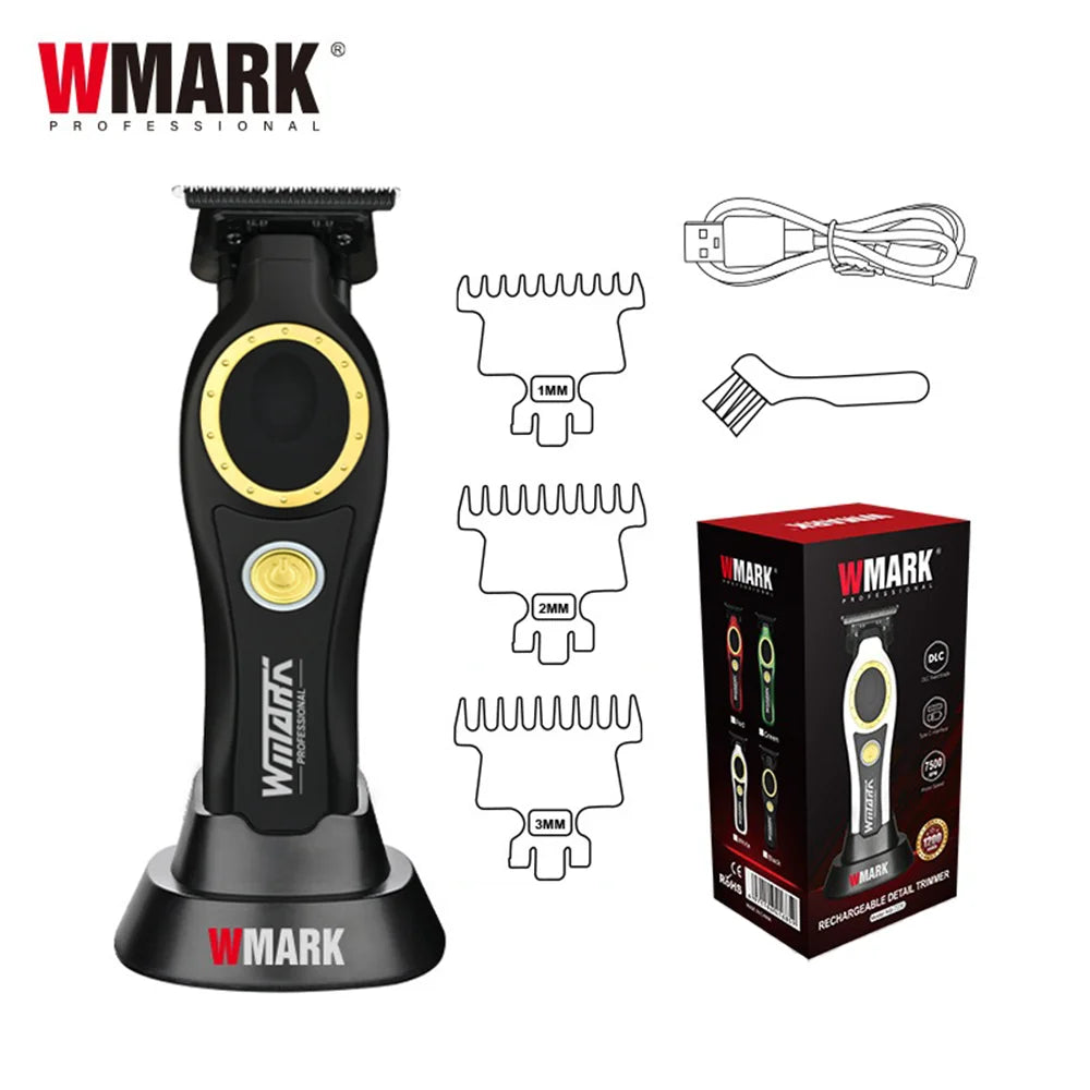 WMARK NG-7230 Professional Hair Clipper Ceramic Titanium Plated Blade 7500RPM Men's Trimmer Engraving Push with Charging Base