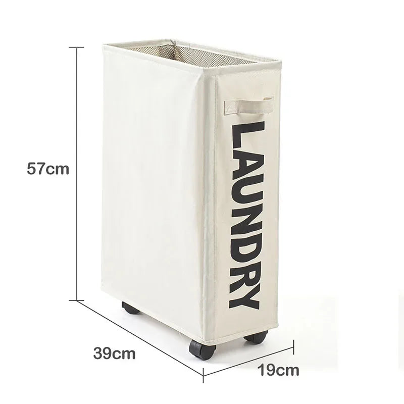 Foldable Laundry Basket with Wheels, Toy Clothes Storage Hamper, Beige/Black/Grey/Navy