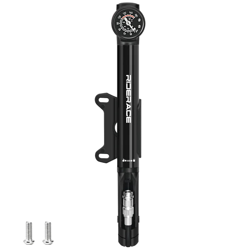 RIDERACE Bicycle Pump With Gauge High-pressure Portable Hand Tire Air Inflator Bike Air Shock Pump Schrader Presta Valve AV FV