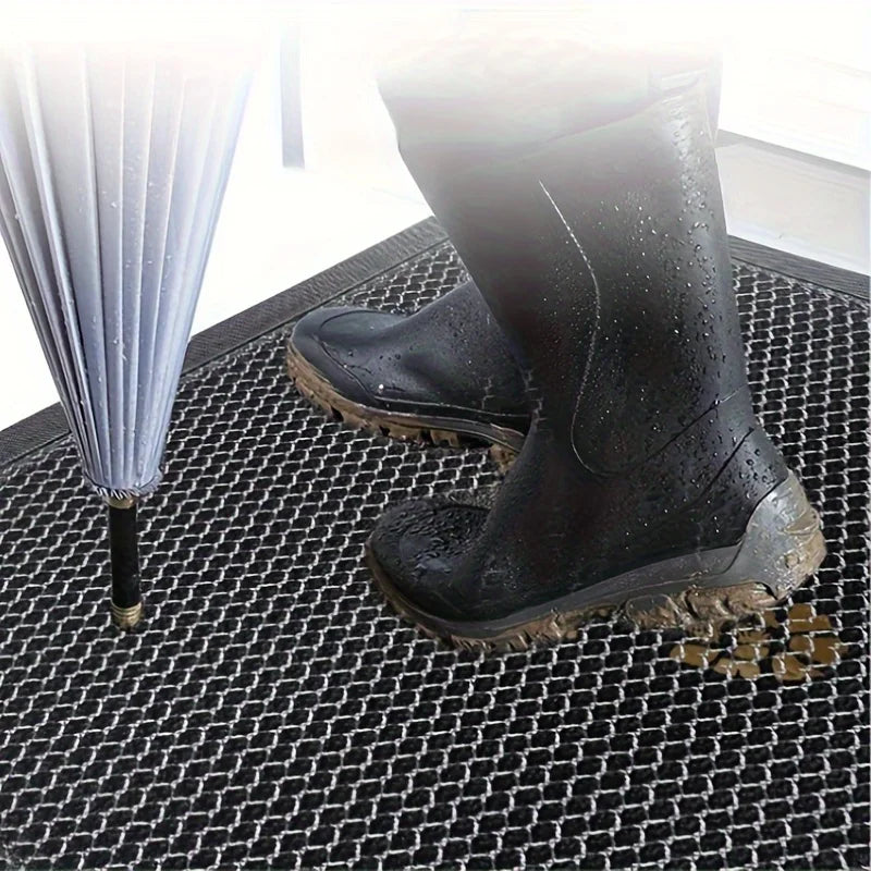 PVC Rubber Doormat Non-Slip Water-Resistant Elastic Mesh Welcome Mat for Indoor and Outdoor Use Easy To Clean Hand Wash Only