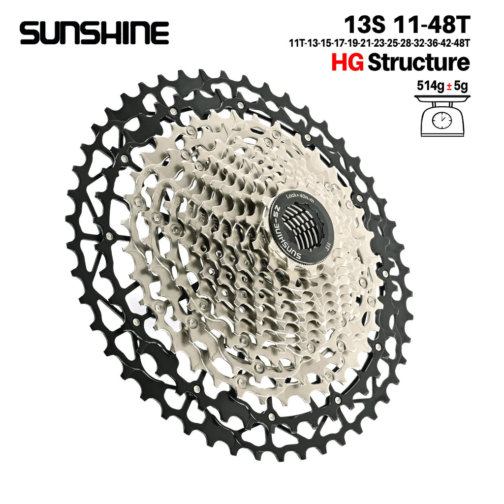 SUNSHINE MTB cassette freewheel HG sprocket carbon steel 10/11/12/13 speed 11T-40T to 11T-52T