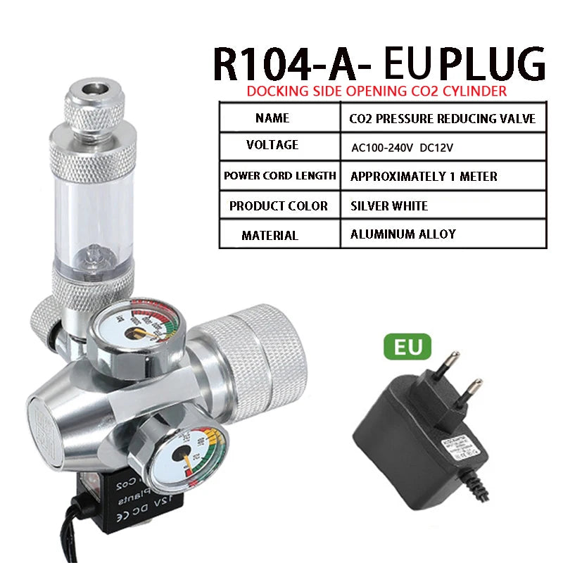 Aquarium CO2 regulator Dual meter solenoid valve Bubble meter  CO2 steel cylinder Reaction system CO2 pressure reducing valve