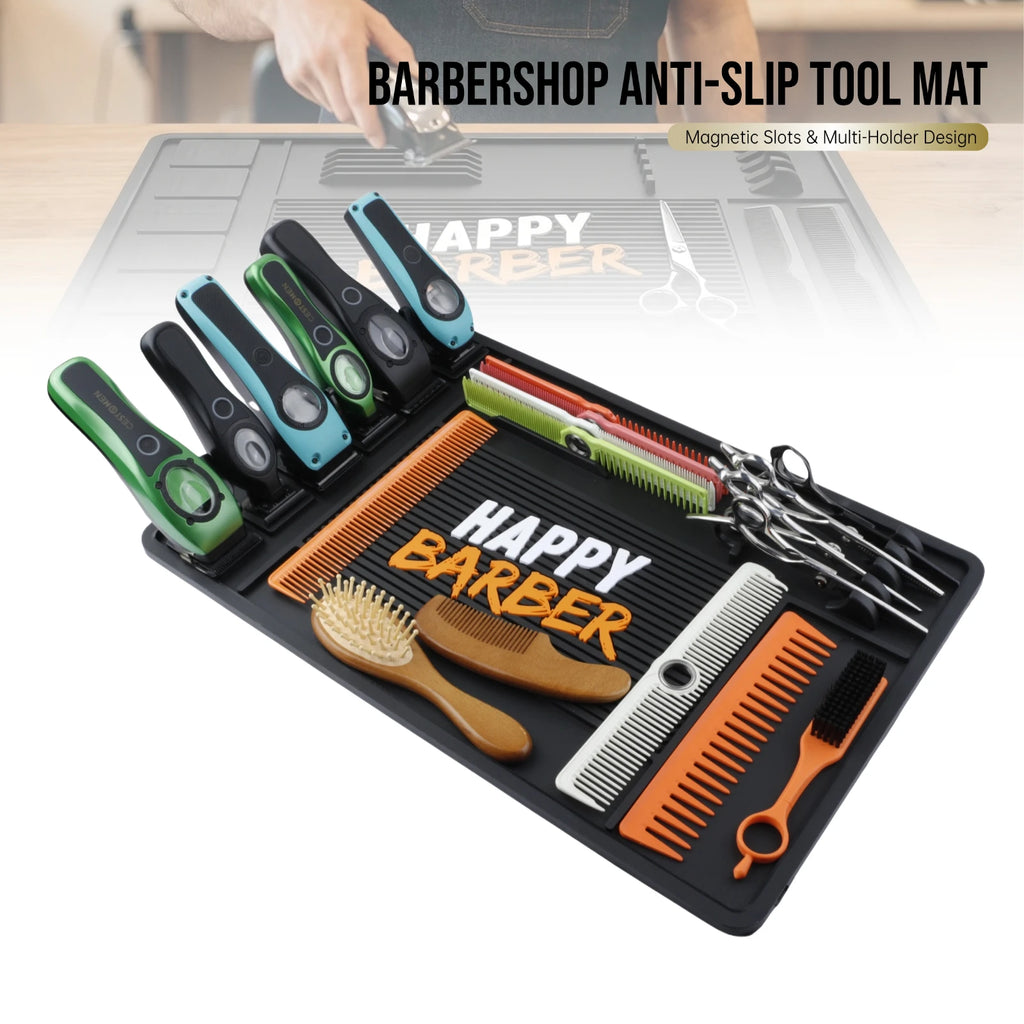 Salon Non-Slip Silicone Table Organizer Pad Barber Clipper Comb Scissors Storage Mat Hairdressing Tool Magnetic Slot Storage Pad
