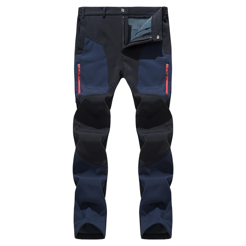 Fanuocetar Mens Hiking Pants Winter Warm Fleece SoftShell Waterproof Windproof Outdoor Ski Trekking Climbing Thick Rain Trousers