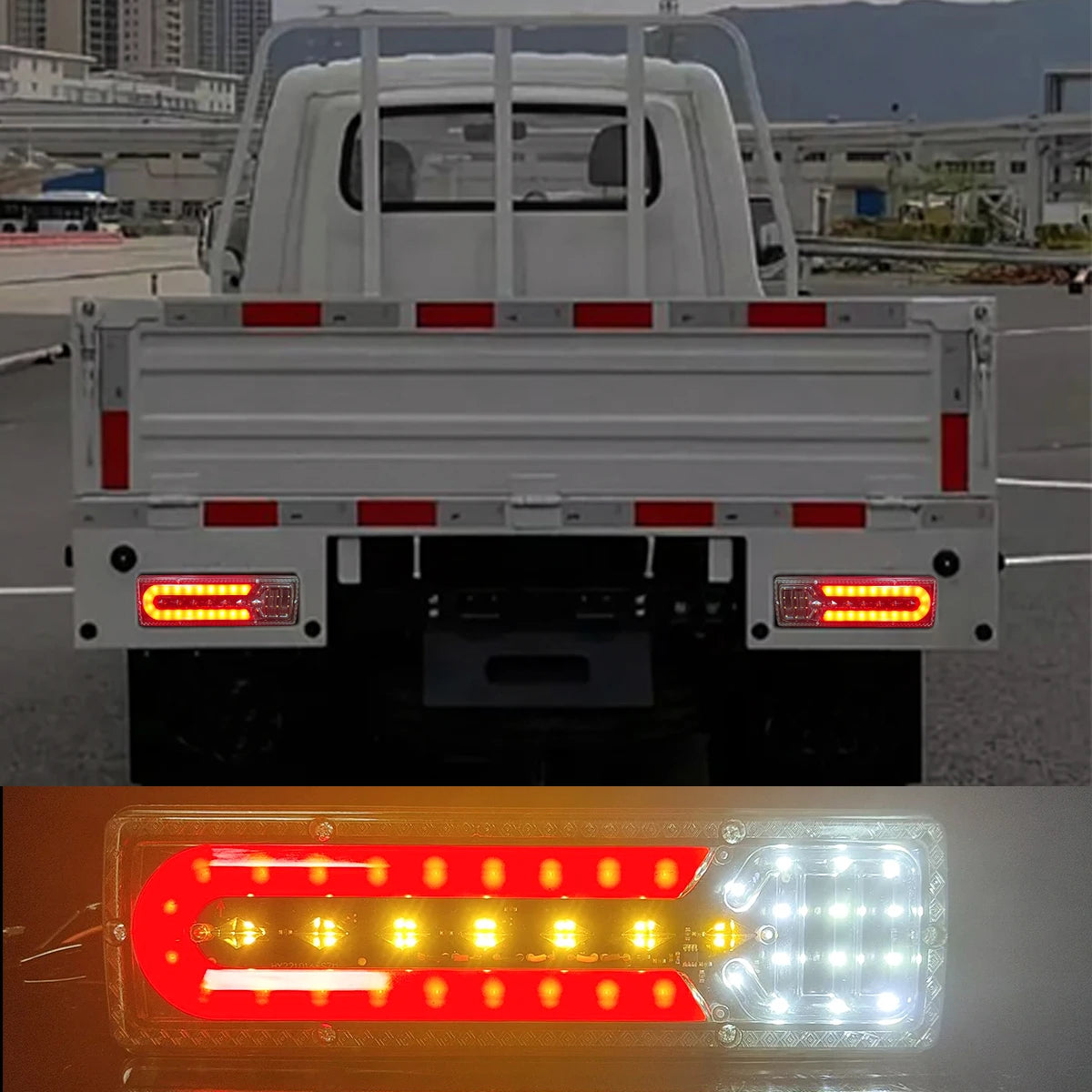 2Pcs LED taillights turn signals brake lights and reversing lights suitable for trucks buses tractors lorries pickups and RVs
