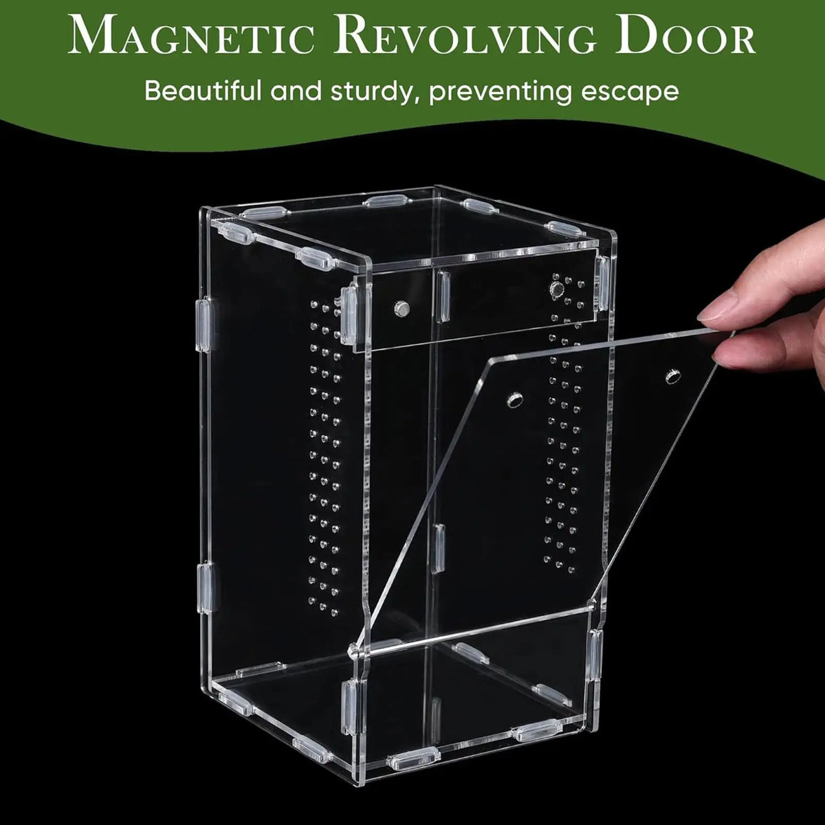 Front Opening Acrylic Jumping Spider Enclosure Escape Proof Habitat 12x12x20cm