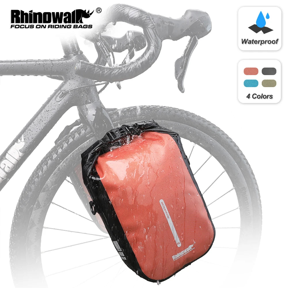 Rhinowalk Bicycle Front Fork Bag Waterproof Quick Release 4L/6L, Black Blue Olive Orange