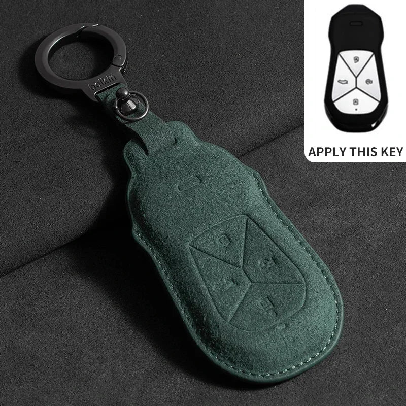 Suede Leather Car Key Case for Xiangpeng Xpeng P5 P7 G3 G6 G9  X2 N5 F30 H93 X9 2019 2020 2021 2022 2023 Remote Fob Shell Case