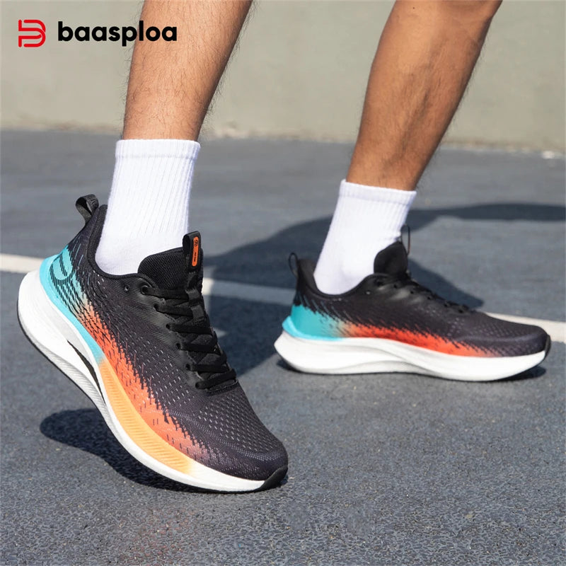 Baasploa Men Women Running Sneakers New Brand Carbon Plate Mesh Breathable Male Female Professional Training Unisex Sport Shoe