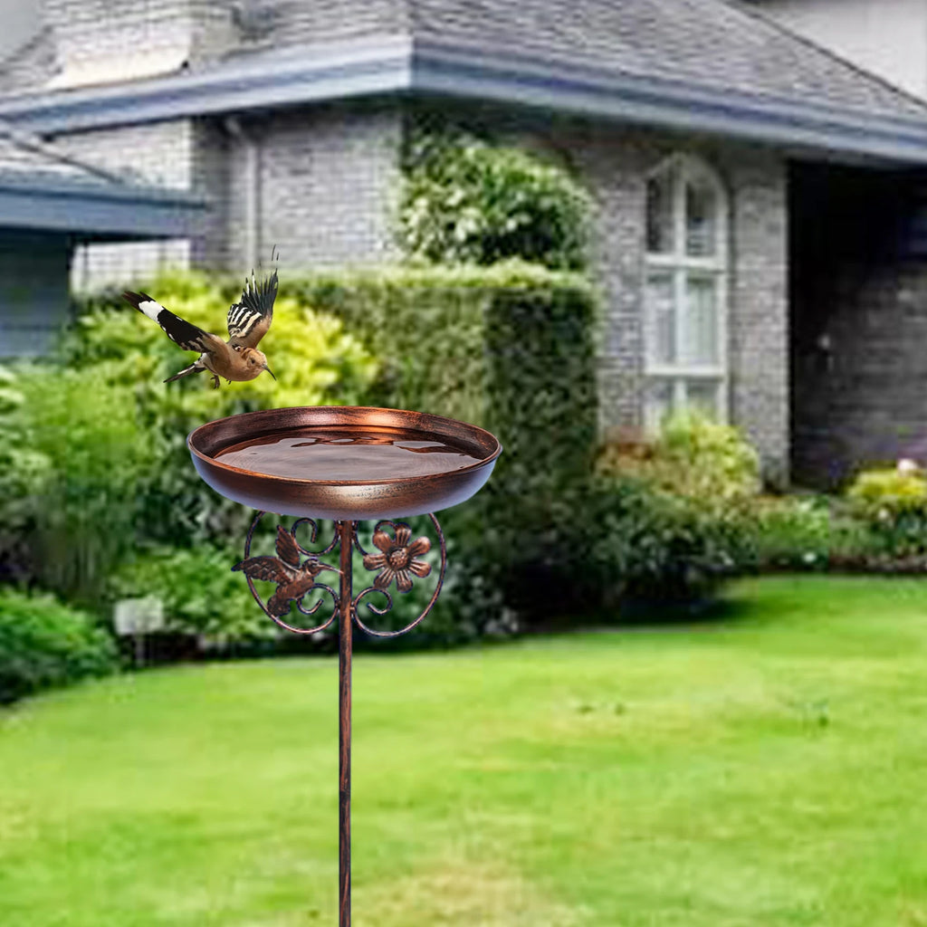 Metal Bird Bath and Feeder Bowl, Detachable Cast Iron Garden Patio Lawn Decor, 1pc